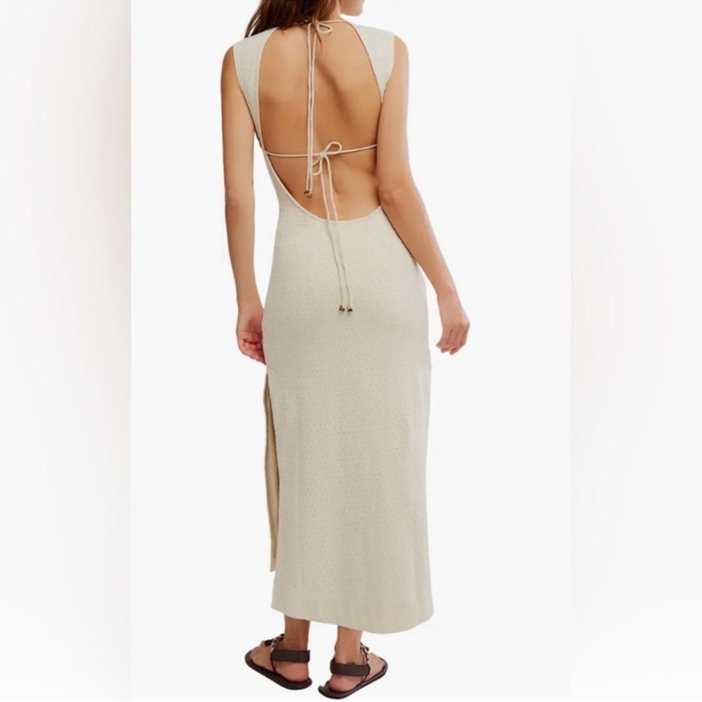 FREE PEOPLE eventide midi festival backless lounge vacation dress bone combo Nwt